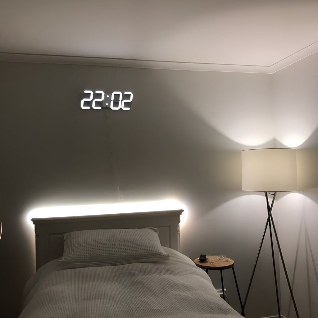 Mosrugs | PixelTime Clock – Modern 3D LED Digital Wall Clock with Temperature, Date & Alarm