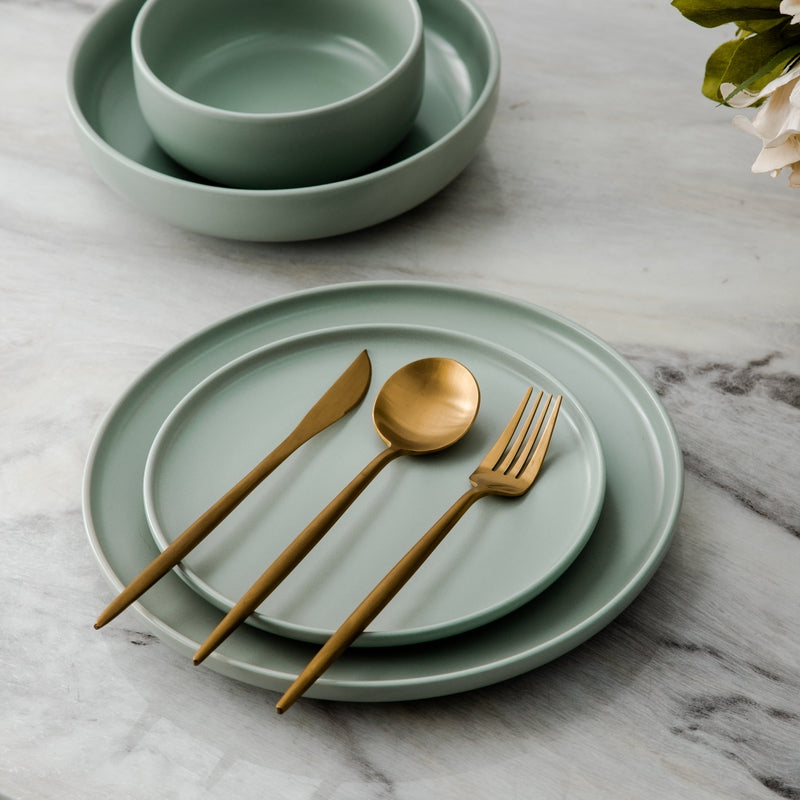 Mosrugs | Minimalist Flatware Set – 20-Piece Titanium-Coated Stainless Steel Cutlery | Modern Matte Finish for Elegant Dining
