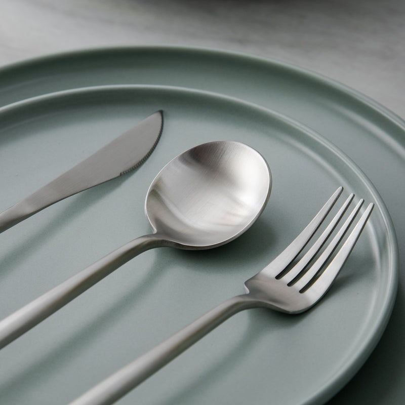 Mosrugs | Minimalist Flatware Set – 20-Piece Titanium-Coated Stainless Steel Cutlery | Modern Matte Finish for Elegant Dining
