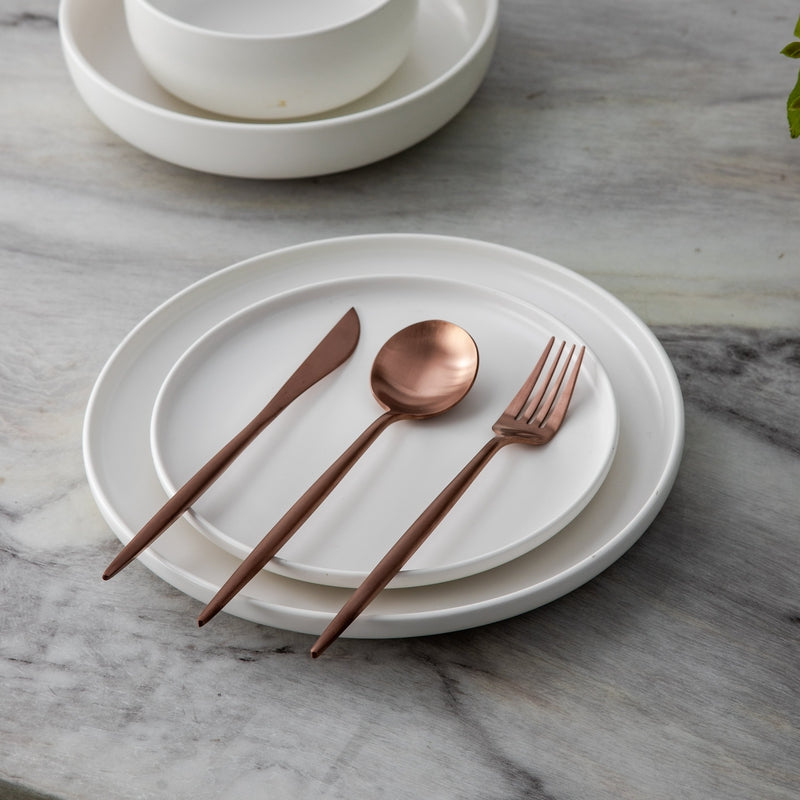 Mosrugs | Minimalist Flatware Set – 20-Piece Titanium-Coated Stainless Steel Cutlery | Modern Matte Finish for Elegant Dining
