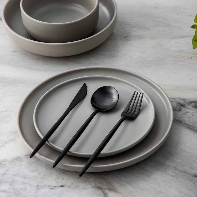 Mosrugs | Minimalist Flatware Set – 20-Piece Titanium-Coated Stainless Steel Cutlery | Modern Matte Finish for Elegant Dining