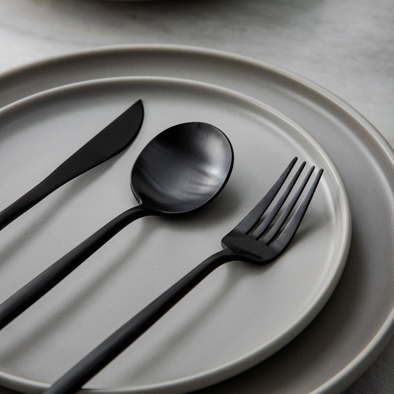 Mosrugs | Minimalist Flatware Set – 20-Piece Titanium-Coated Stainless Steel Cutlery | Modern Matte Finish for Elegant Dining