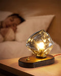 Mosrugs | RusticLume – Amber Glass and Wooden Table Lamp