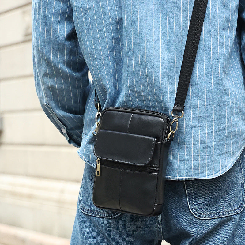 Mosrugs | Men’s Small Genuine Leather Shoulder Bag – Compact Crossbody with Adjustable Strap