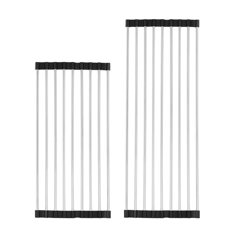 Mosrugs | Stainless Steel Foldable Dish Drying Rack – Space-Saving Kitchen Sink Rack Drainer with Filter Roll