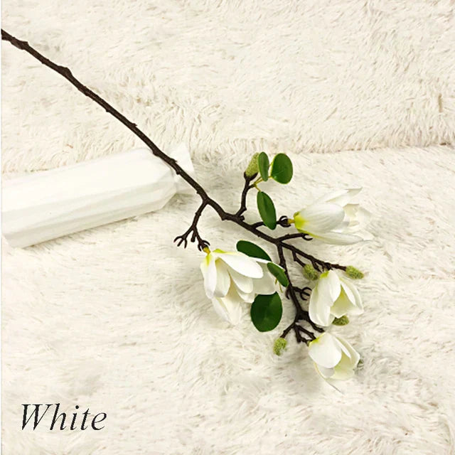 Mosrugs | GraceBloom | Artificial Magnolia Branches – Realistic Silk Flower Stems for Home Décor