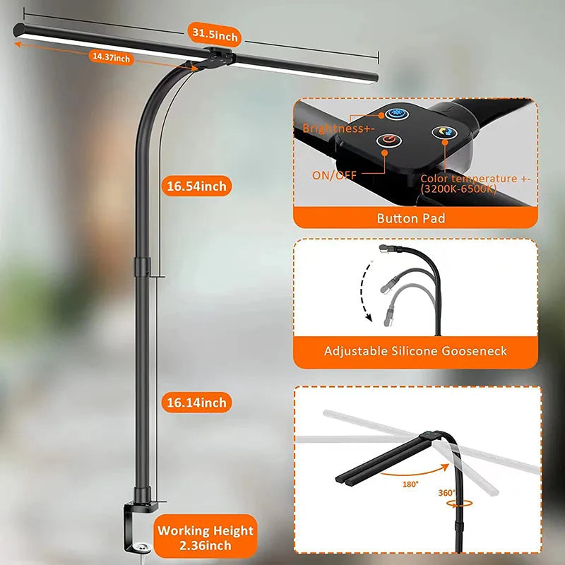 Mosrugs | DeskLight - Modern Dual-Head LED Desk Lamp, Stylish Office Lighting