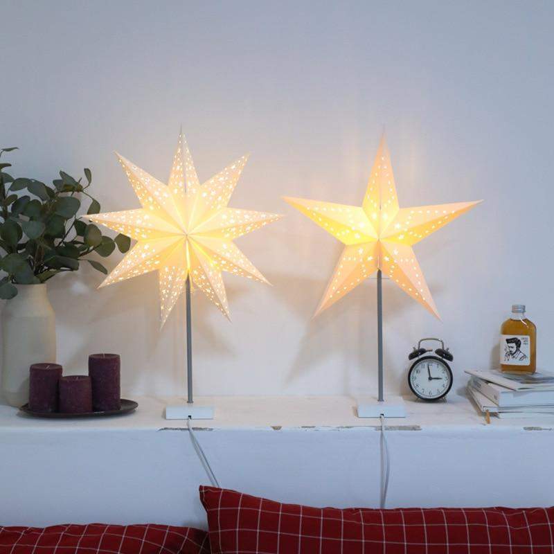 Mosrugs | StellarGlow | Radiant LED Star Table Lamp – Wooden Base Ambient Light for Bedroom & Living Room Décor