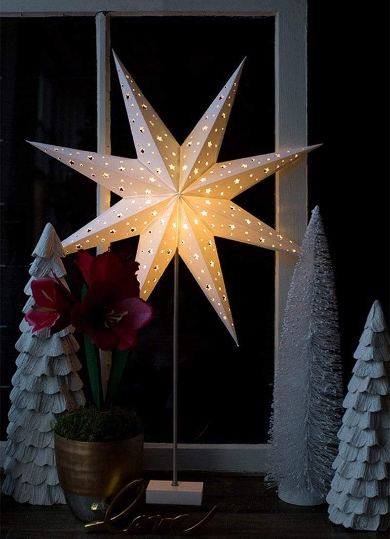Mosrugs | StellarGlow | Radiant LED Star Table Lamp – Wooden Base Ambient Light for Bedroom & Living Room Décor