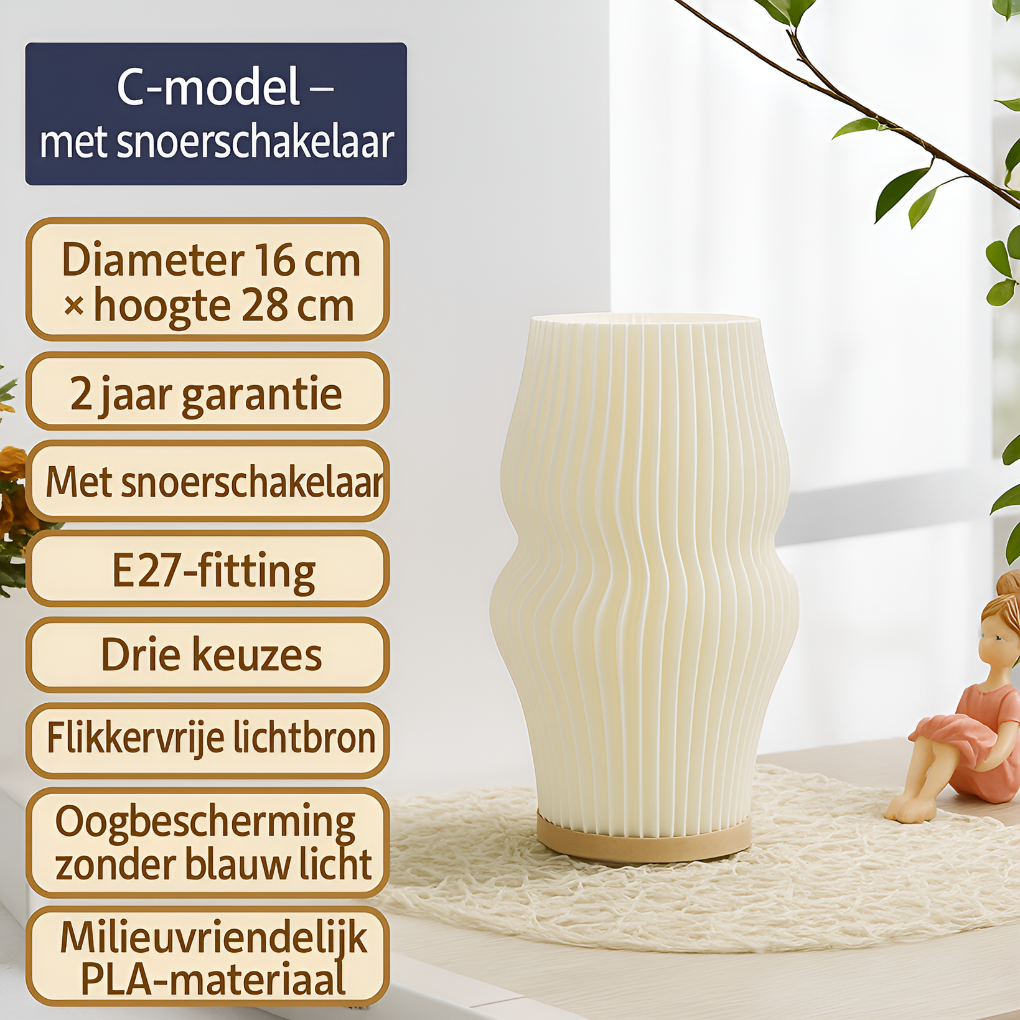 Mosrugs | LunaSwirl | Luxury Modern Swirl LED Table Lamp – Elegant Ambient Lighting