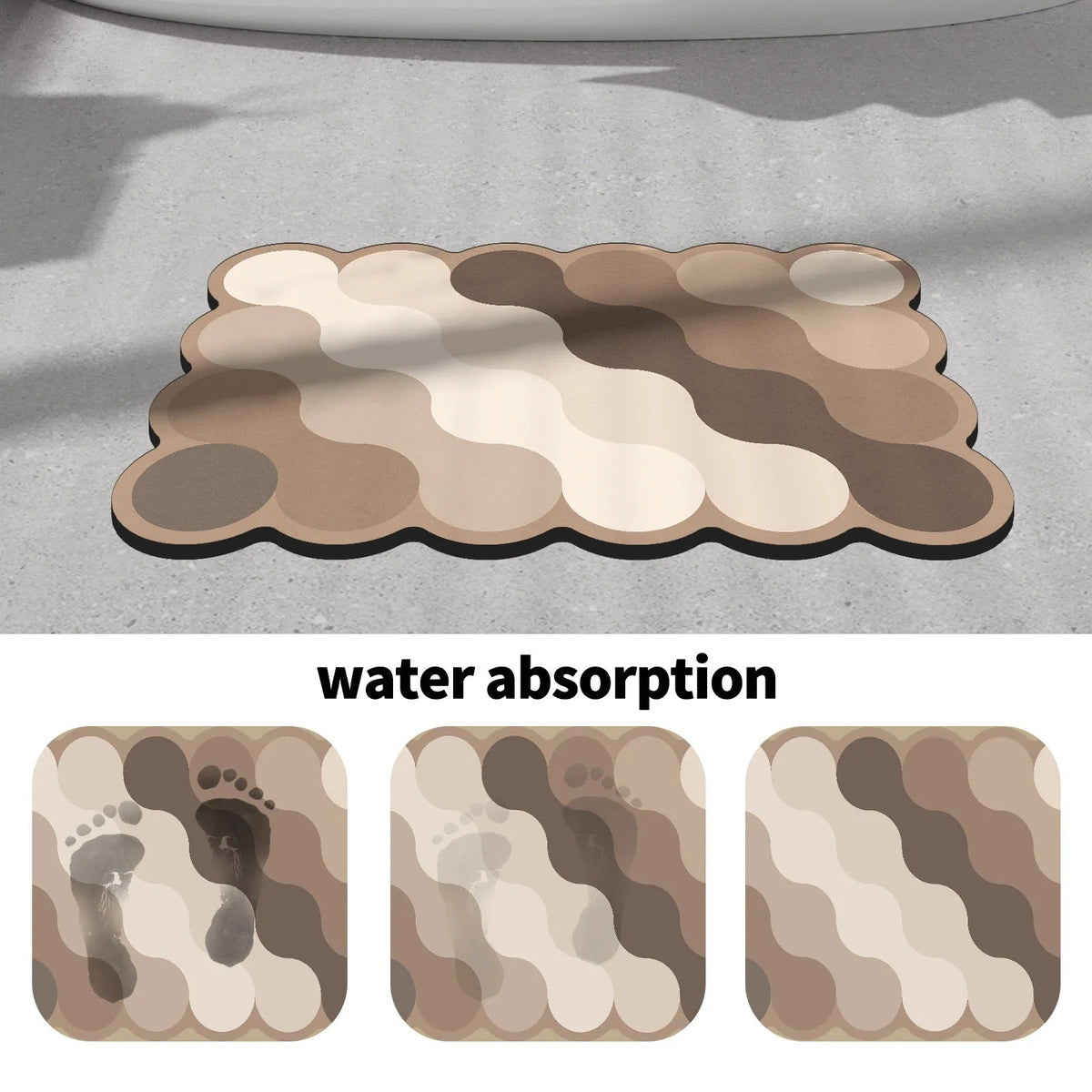Mosrugs | Luxury Diatomite Bathroom Mat – Quick-Dry Non-Slip Shower Mat in Beige