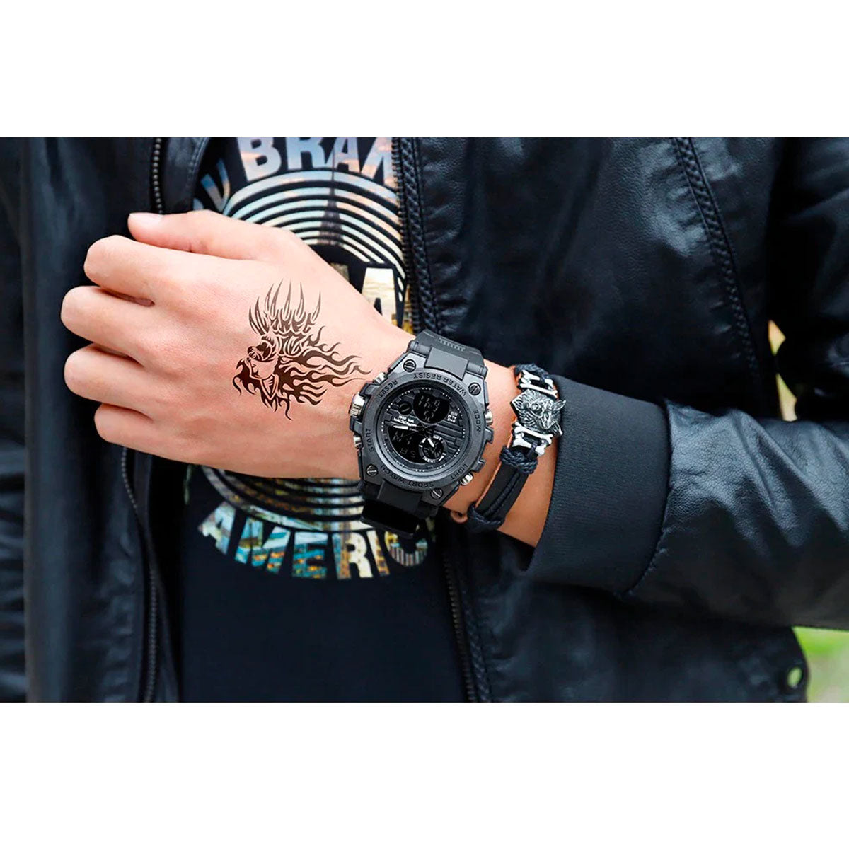 Mosrugs | TitanGuard Military Men's Watch – Rugged Multifunctional Analog & Digital Timepiece