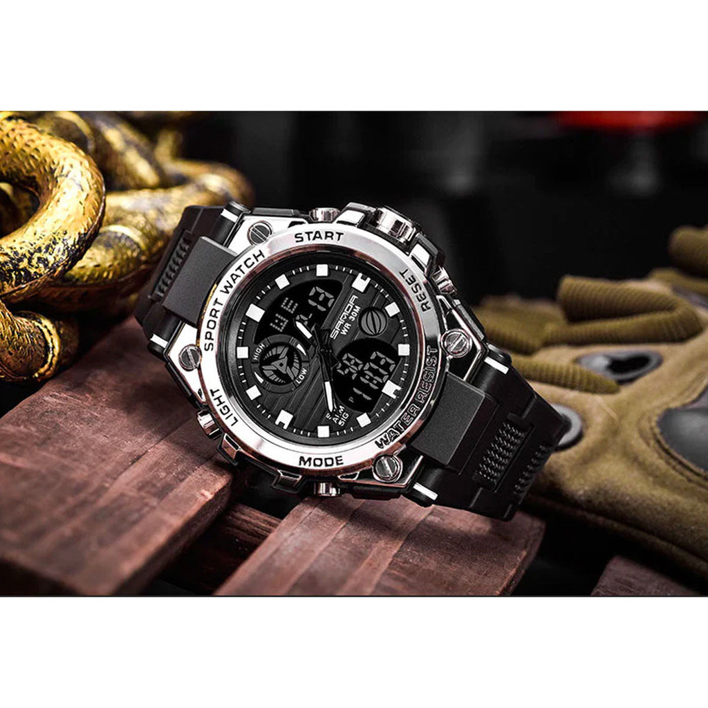 Mosrugs | TitanGuard Military Men's Watch – Rugged Multifunctional Analog & Digital Timepiece