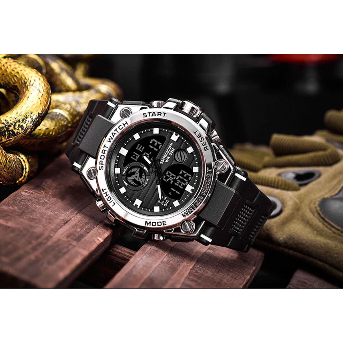 Mosrugs | TitanGuard Military Men's Watch – Rugged Multifunctional Analog & Digital Timepiece