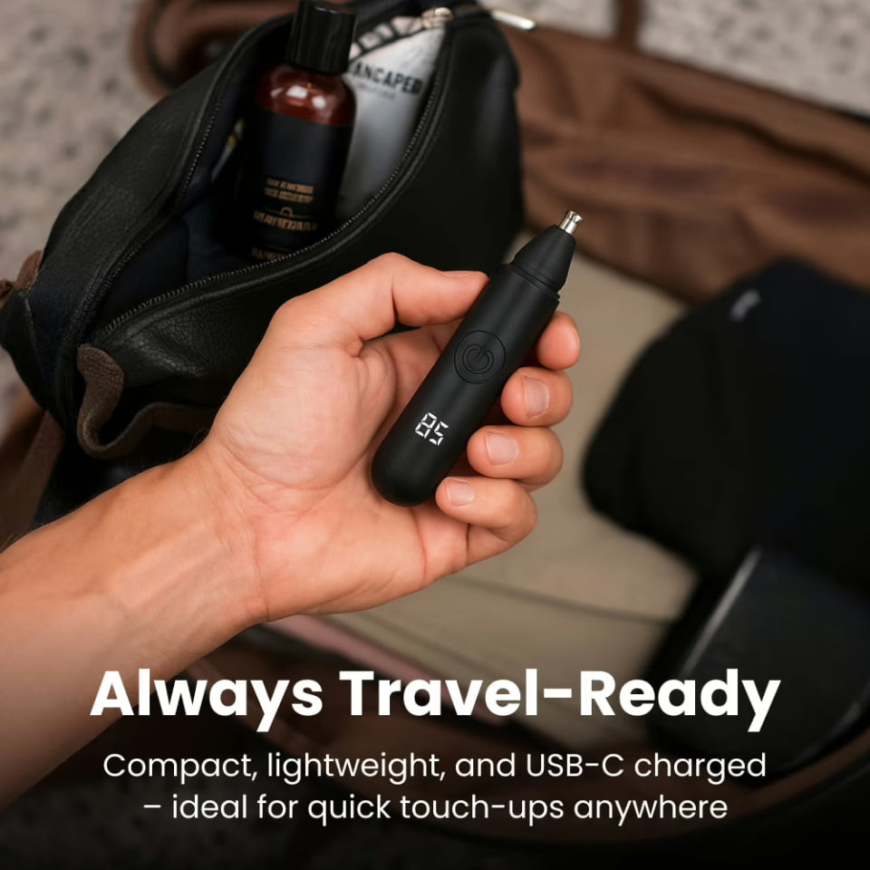 Mosrugs | Onyx Edge - Best Nose Hair Cutters for Men | USB-C Rechargeable, Painless & Quiet with a Waterproof Head for Travel & Daily Grooming