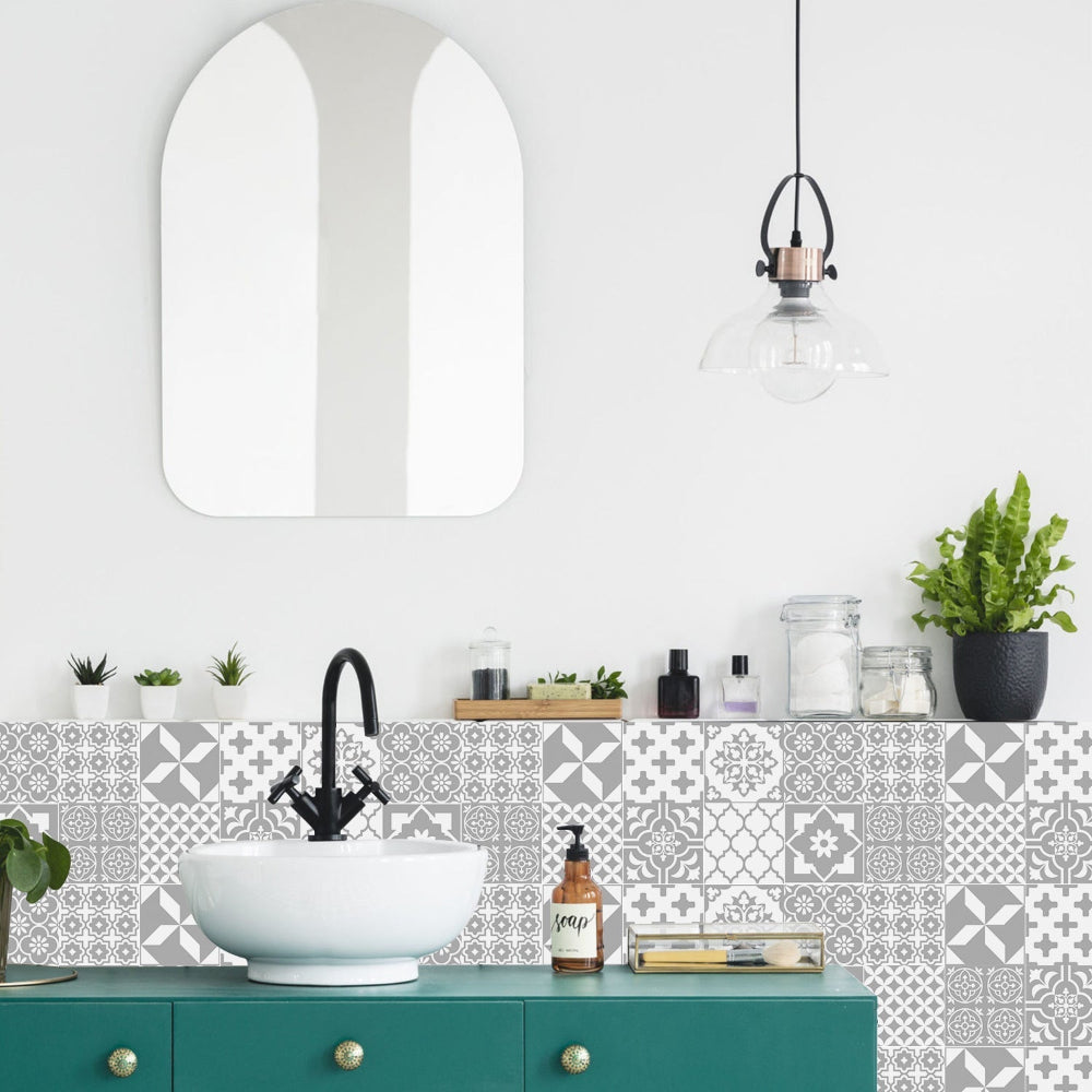 Mosrugs | Mandaluxe – 24-Piece European Mandala Tile Set | Peel & Stick Decorative Vinyl Tiles