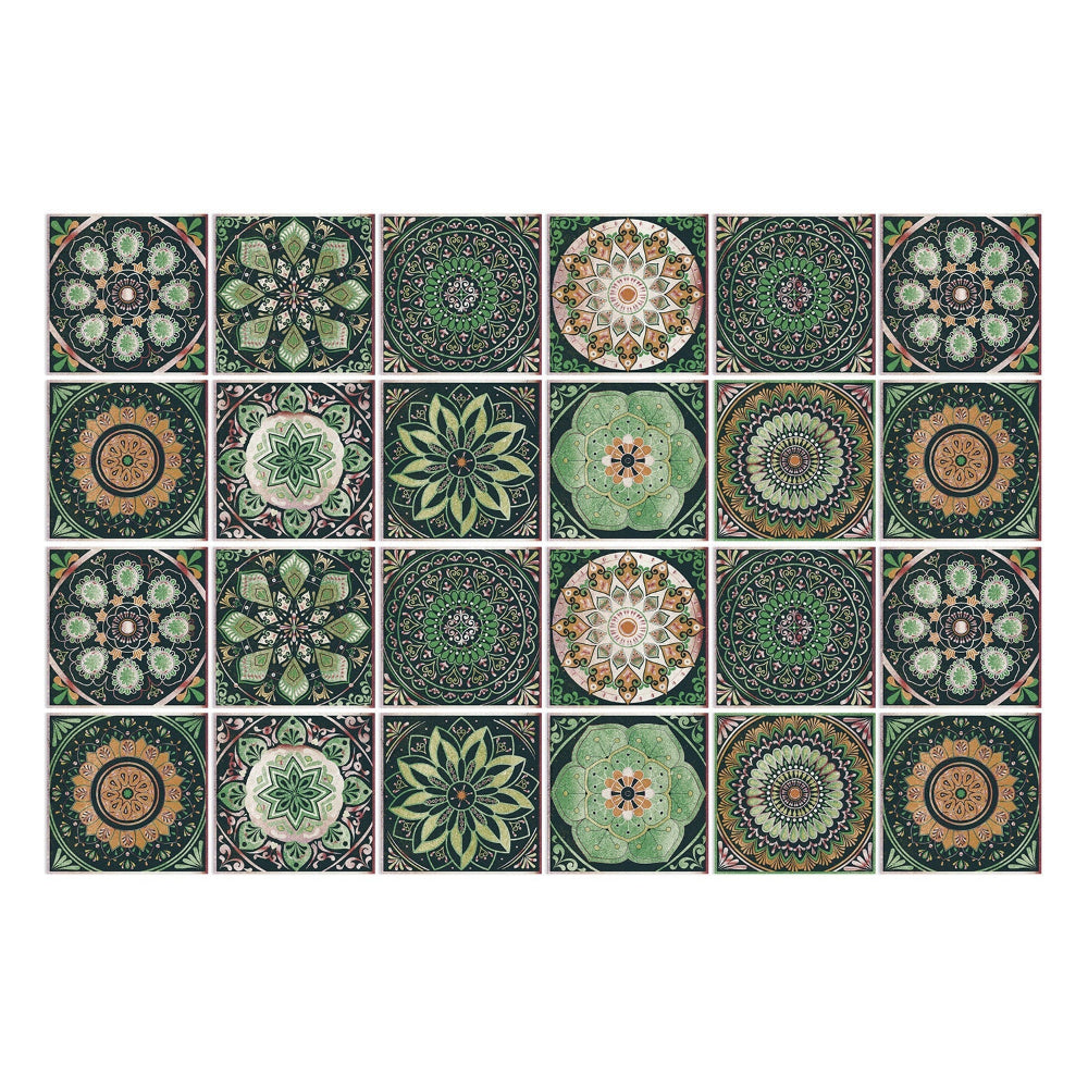Mosrugs | Mandaluxe – 24-Piece European Mandala Tile Set | Peel & Stick Decorative Vinyl Tiles