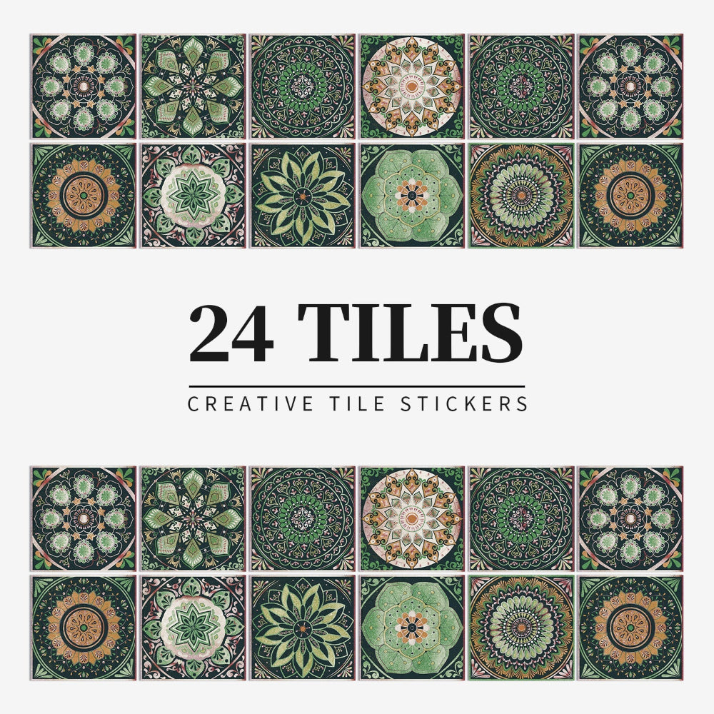 Mosrugs | Mandaluxe – 24-Piece European Mandala Tile Set | Peel & Stick Decorative Vinyl Tiles