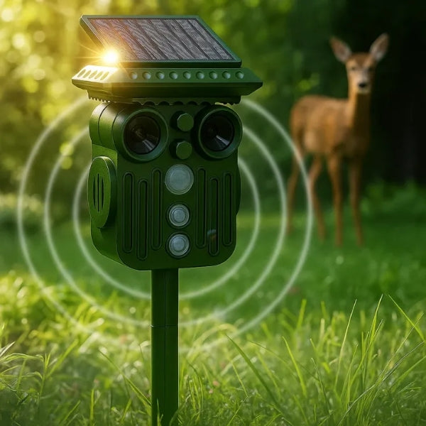 Mosrugs | Ultrasonic Solar Deer Repeller | 5 Adjustable Modes. Waterproof & Eco-Friendly for Home Gardens and Yards