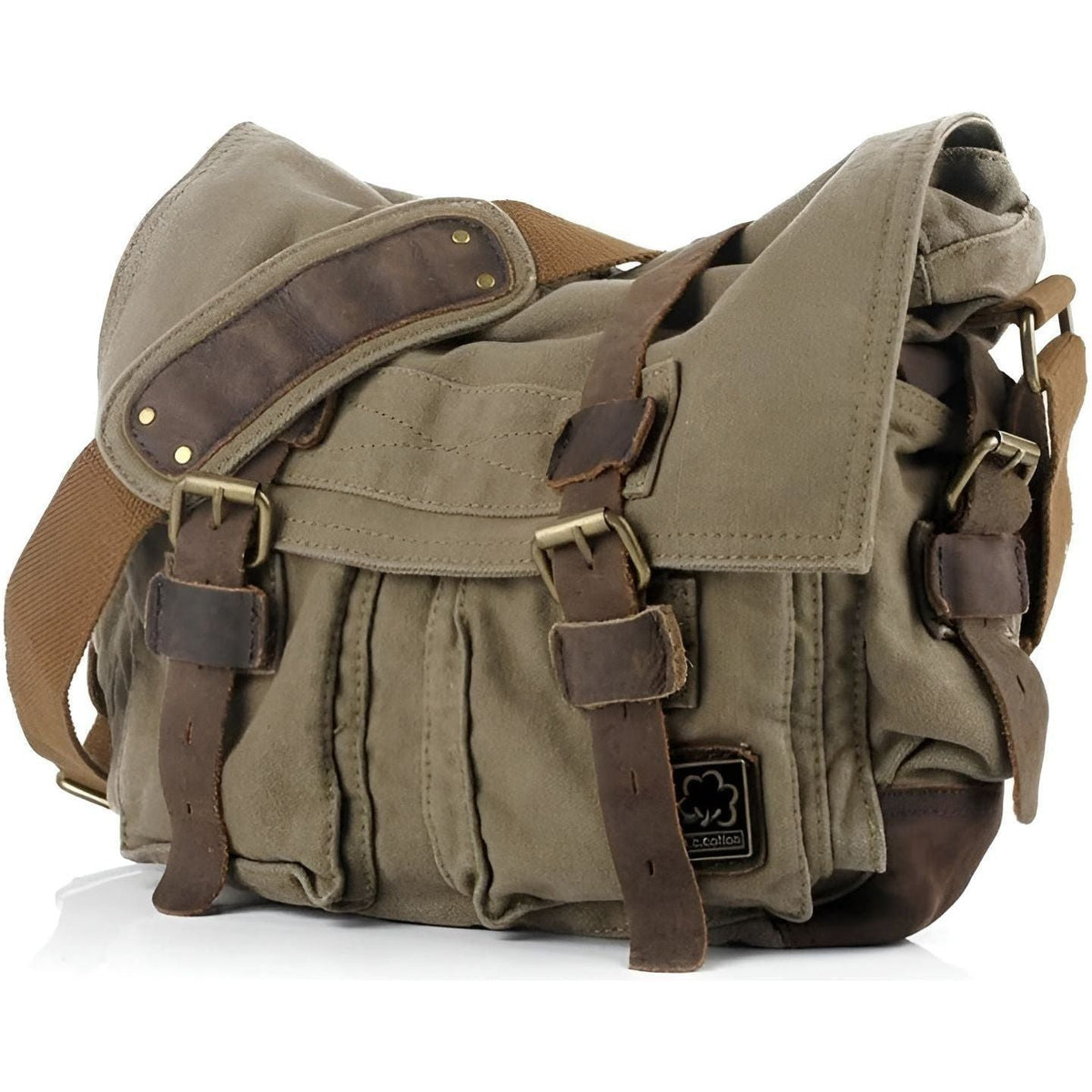 Mosrugs | Michael Bag – Vintage Canvas Messenger Bag for Men with Leather Accents