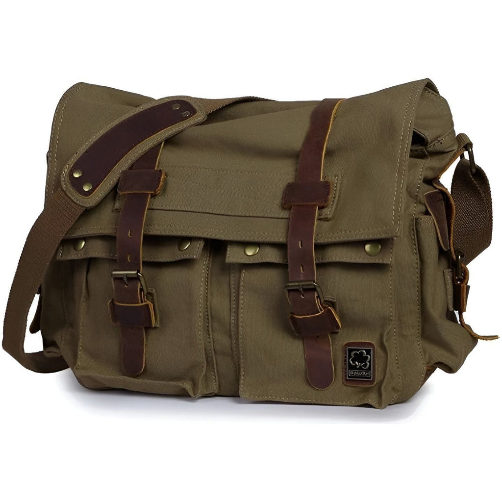 Mosrugs | Michael Bag – Vintage Canvas Messenger Bag for Men with Leather Accents