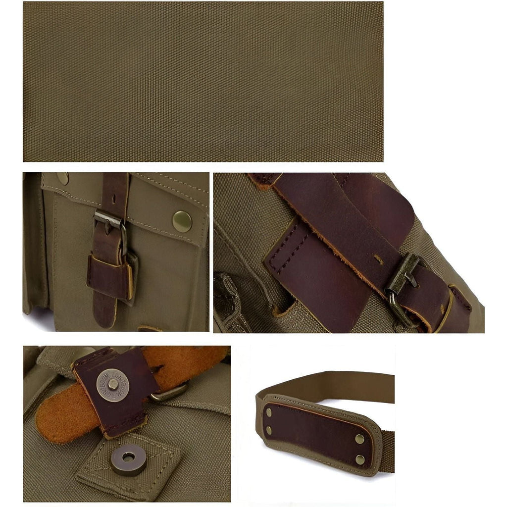 Mosrugs | Michael Bag – Vintage Canvas Messenger Bag for Men with Leather Accents