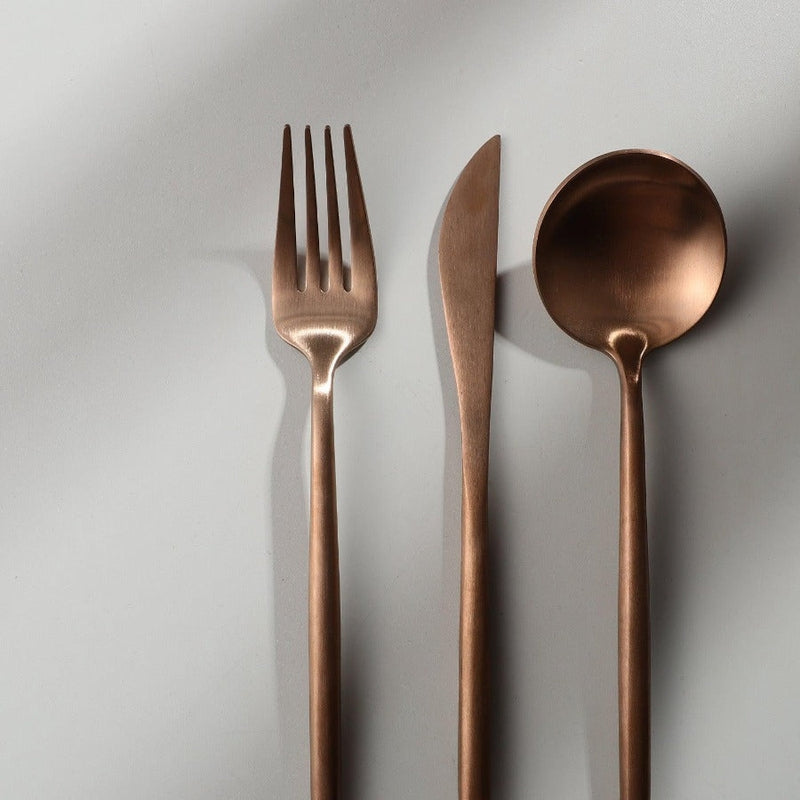 Mosrugs | Minimalist Flatware Set – 20-Piece Titanium-Coated Stainless Steel Cutlery | Modern Matte Finish for Elegant Dining