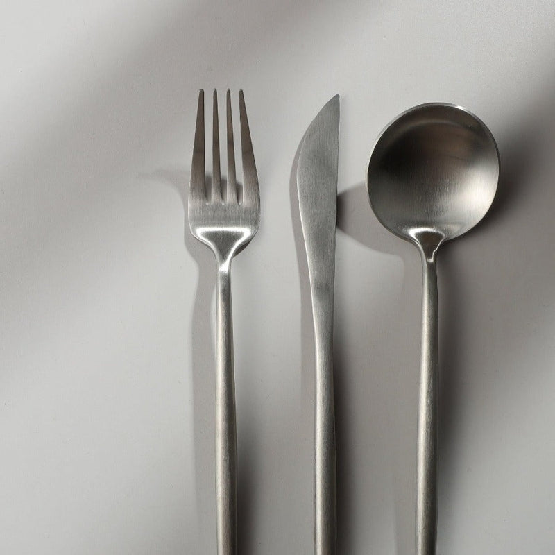 Mosrugs | Minimalist Flatware Set – 20-Piece Titanium-Coated Stainless Steel Cutlery | Modern Matte Finish for Elegant Dining