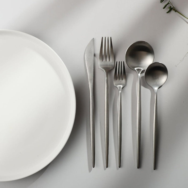 Mosrugs | Minimalist Flatware Set – 20-Piece Titanium-Coated Stainless Steel Cutlery | Modern Matte Finish for Elegant Dining