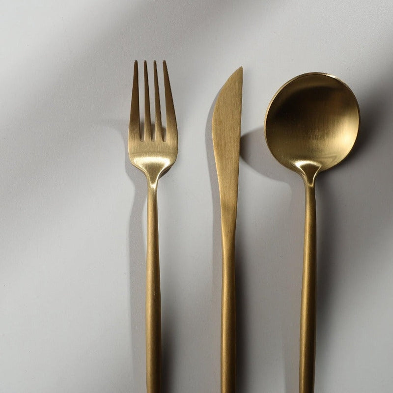Mosrugs | Minimalist Flatware Set – 20-Piece Titanium-Coated Stainless Steel Cutlery | Modern Matte Finish for Elegant Dining