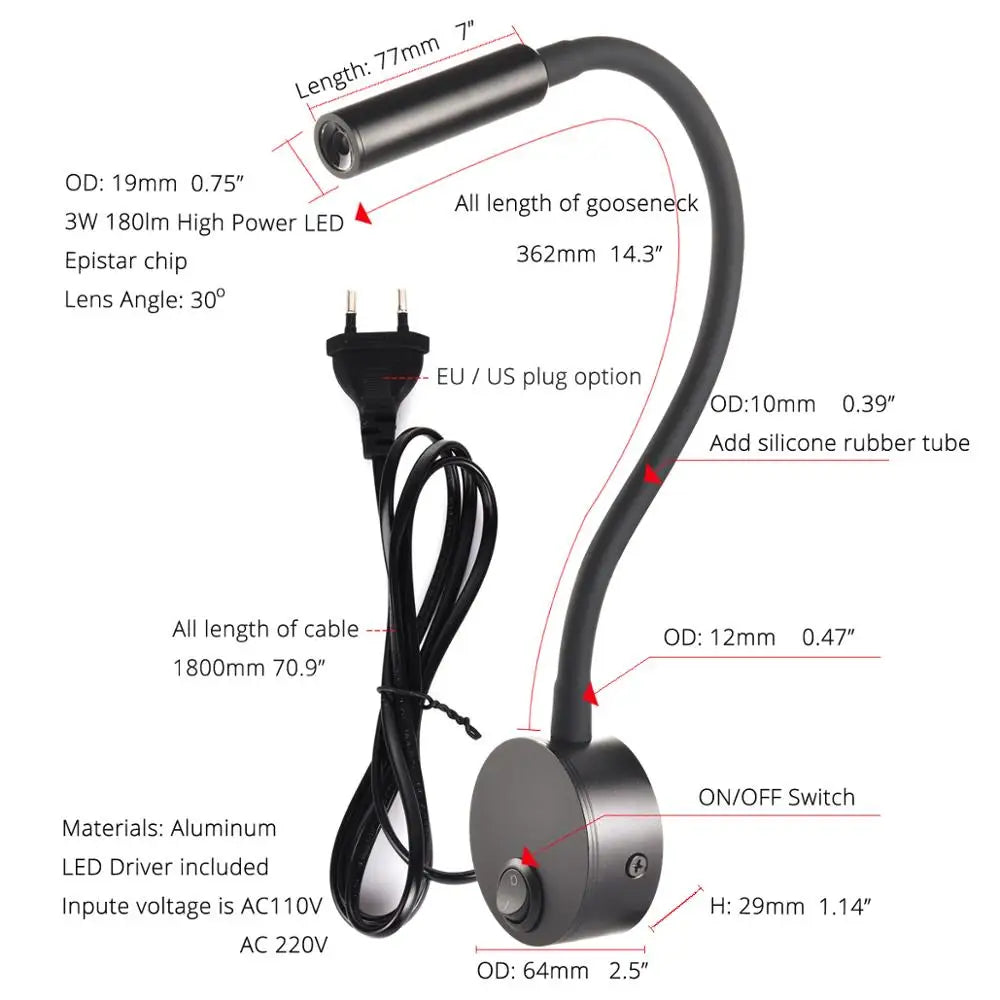 Mosrugs | SleekGlow – Minimalist LED Reading Wall Lamp with Adjustable Arm