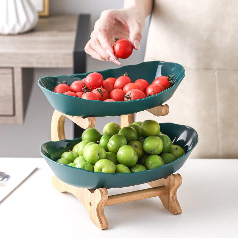 Mosrugs | BambuNest – Modern Bamboo Fruit Basket with Removable Trays & Multi-Tier Design