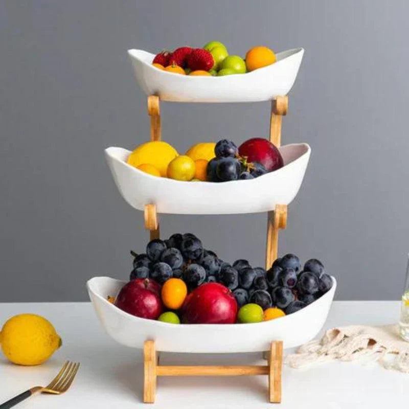 Mosrugs | BambuNest – Modern Bamboo Fruit Basket with Removable Trays & Multi-Tier Design