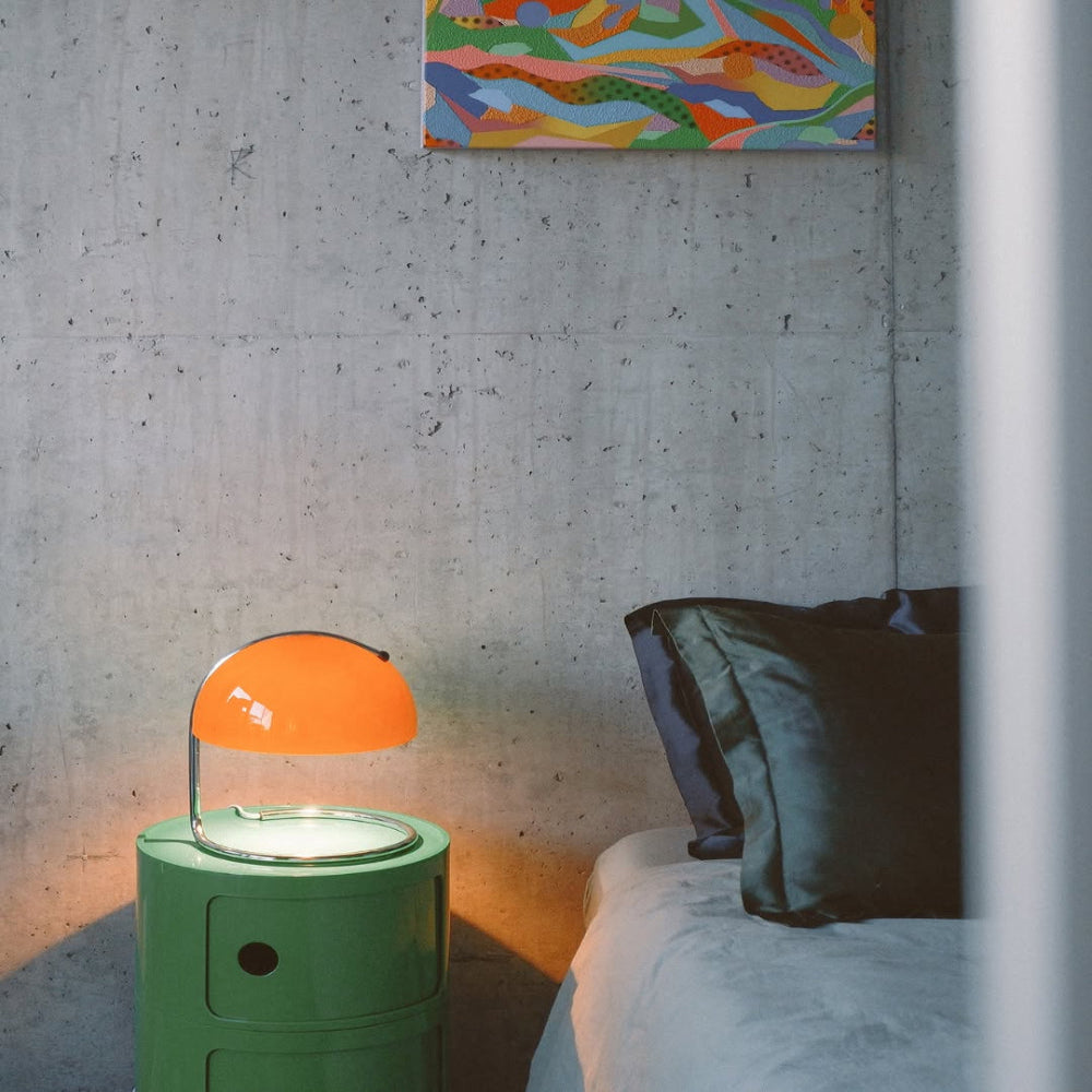 Mosrugs | Mid-Century Modern Desk Lamp – Retro Orange Dome Design with USB Power