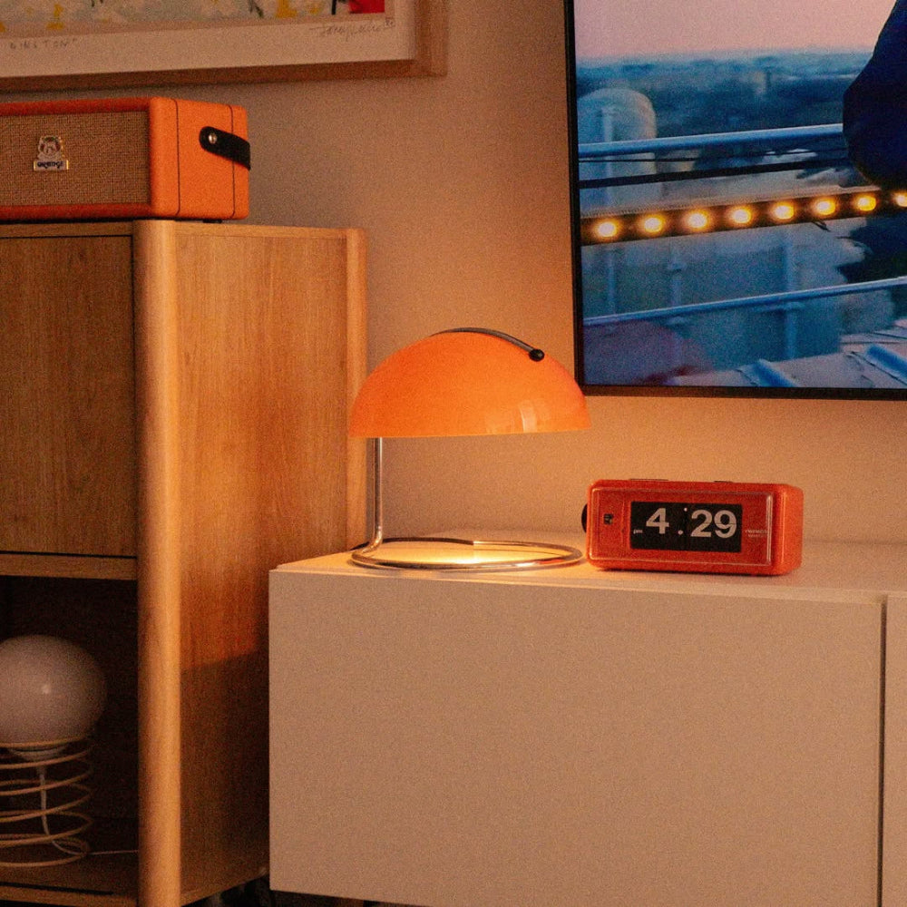 Mosrugs | Mid-Century Modern Desk Lamp – Retro Orange Dome Design with USB Power