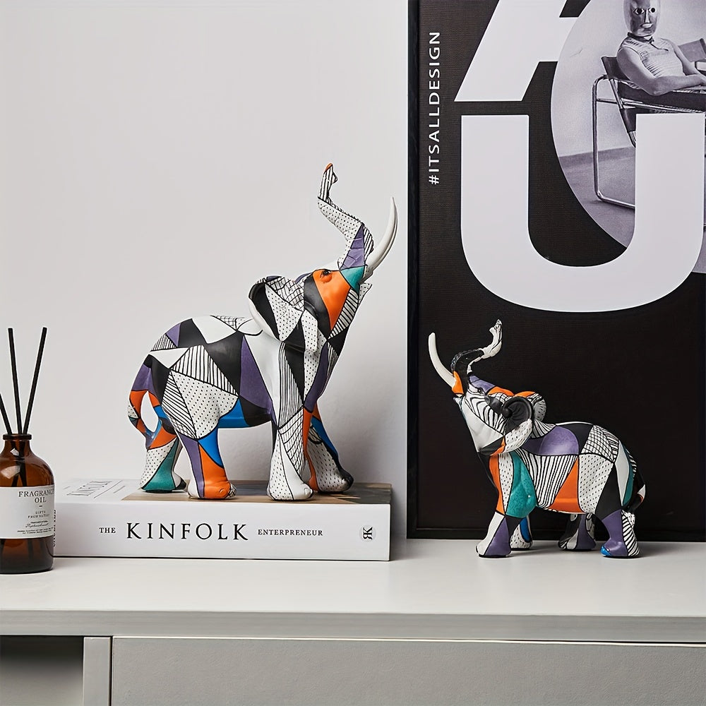 Mosrugs | Mosaic Majesty Elephant Figurine – Handcrafted Artistic Elephant Sculpture for Home & Office Decor