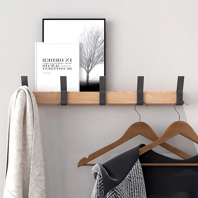 Mosrugs | Wall-Mounted Coat Rack with Swivel Hooks – Scandinavian Wooden & Metal Design