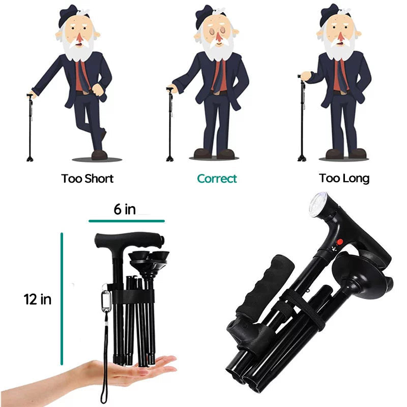 1Mosrugs | Multi-Functional Foldable LED Walking Cane