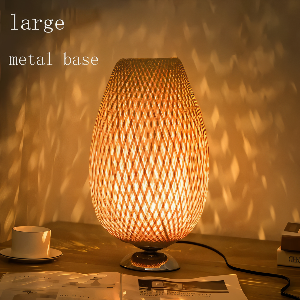 Mosrugs | NatureHue – Vintage Bamboo Table Lamp – Creative Woven Rattan Desk Light