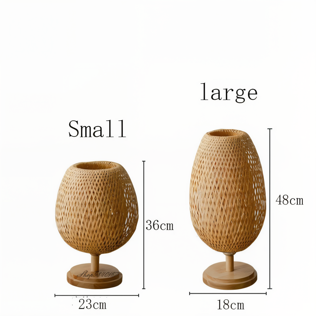 Mosrugs | NatureHue – Vintage Bamboo Table Lamp – Creative Woven Rattan Desk Light