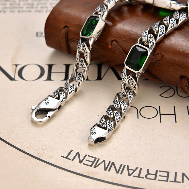 Mosrugs | Totem Design Diamond Pattern Bracelet – Unisex Copper Chain with 9mm Width