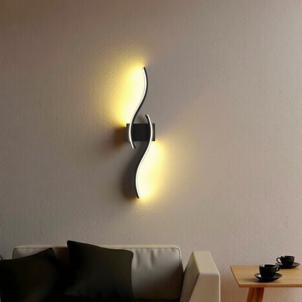Mosrugs | Minimalist Black LED Wall Lamp – Modern Remote-Controlled Ambient Light