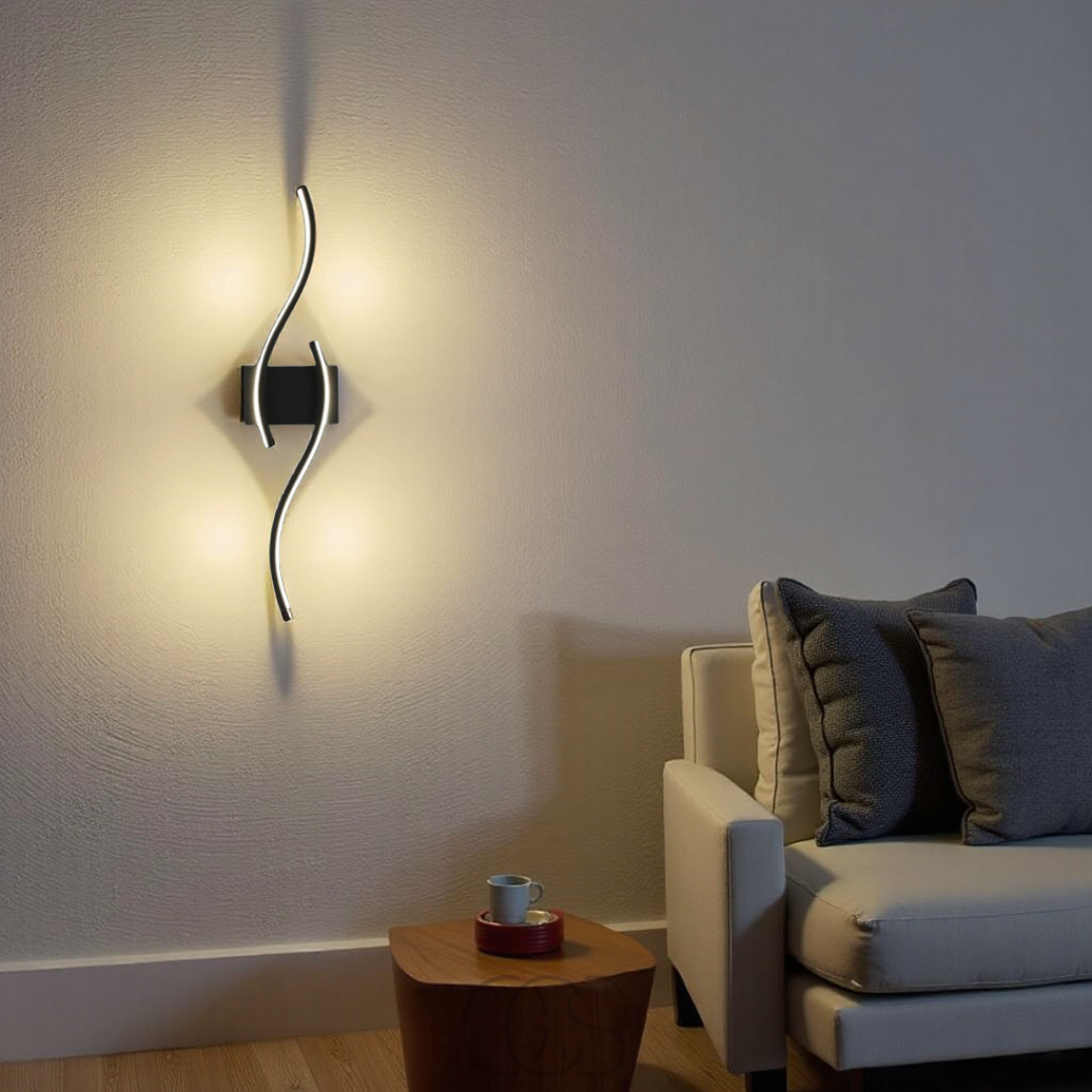 Mosrugs | Minimalist Black LED Wall Lamp – Modern Remote-Controlled Ambient Light