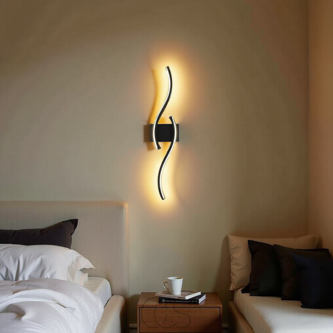 Mosrugs | Minimalist Black LED Wall Lamp – Modern Remote-Controlled Ambient Light