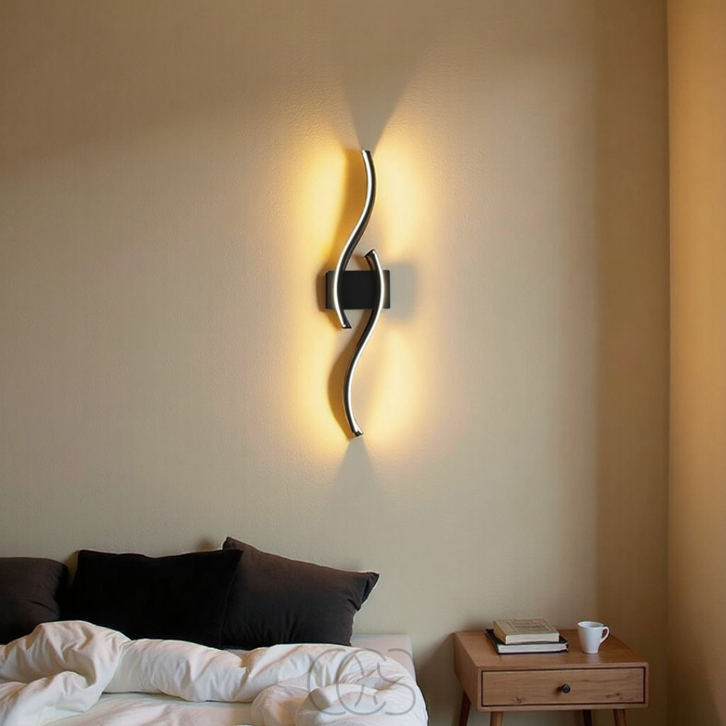 Mosrugs | Minimalist Black LED Wall Lamp – Modern Remote-Controlled Ambient Light