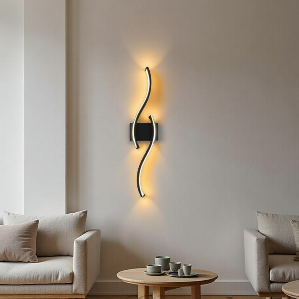Mosrugs | Minimalist Black LED Wall Lamp – Modern Remote-Controlled Ambient Light