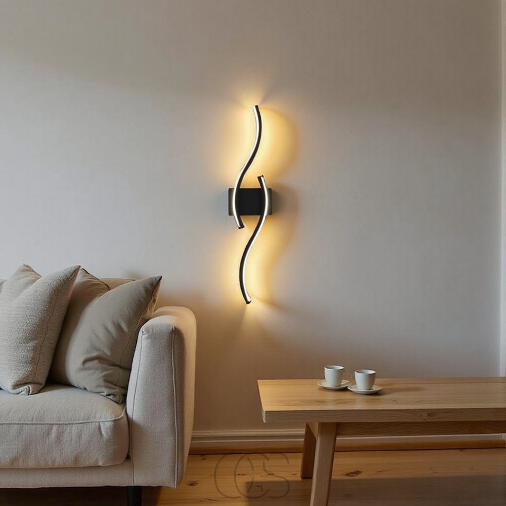 Mosrugs | Minimalist Black LED Wall Lamp – Modern Remote-Controlled Ambient Light