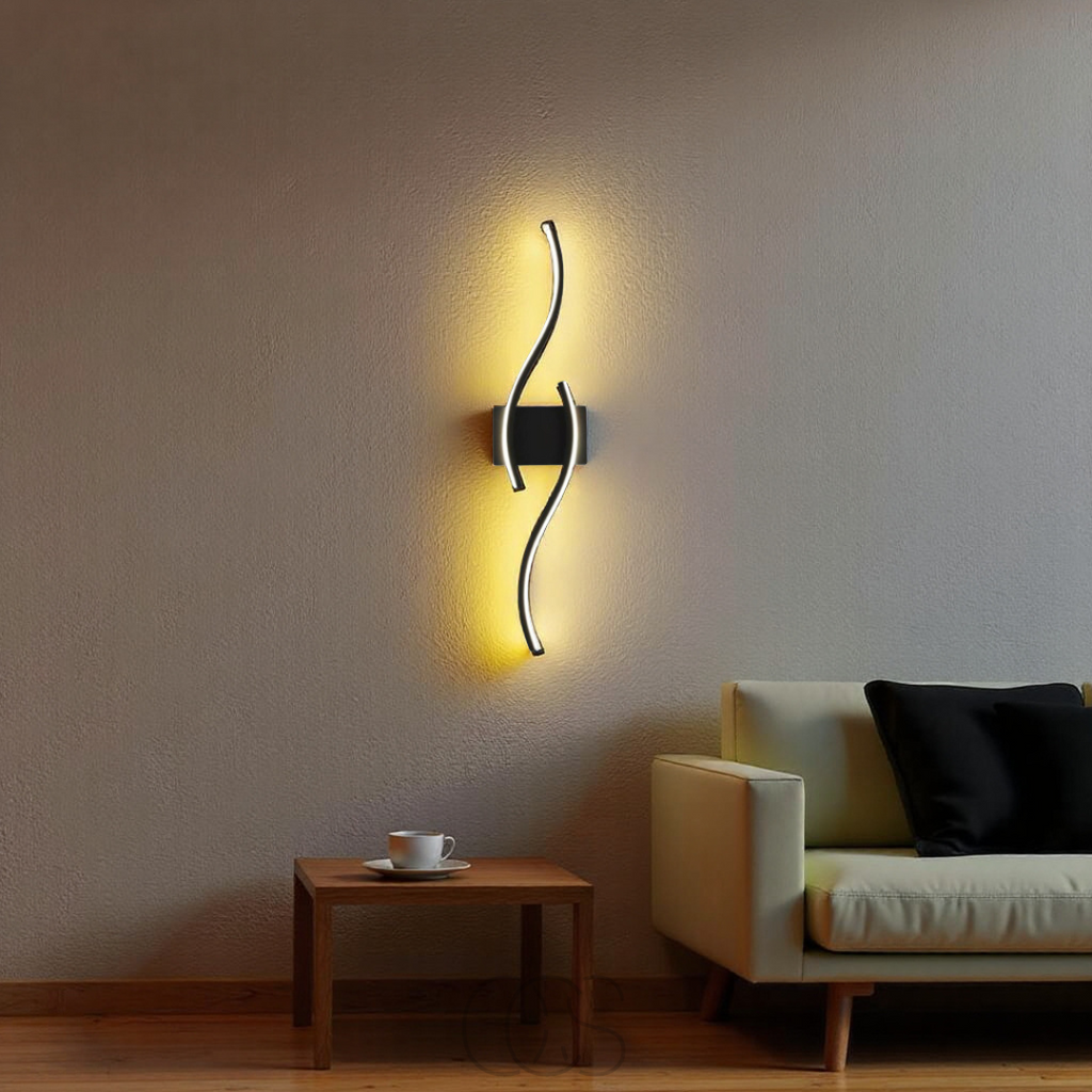 Mosrugs | Minimalist Black LED Wall Lamp – Modern Remote-Controlled Ambient Light
