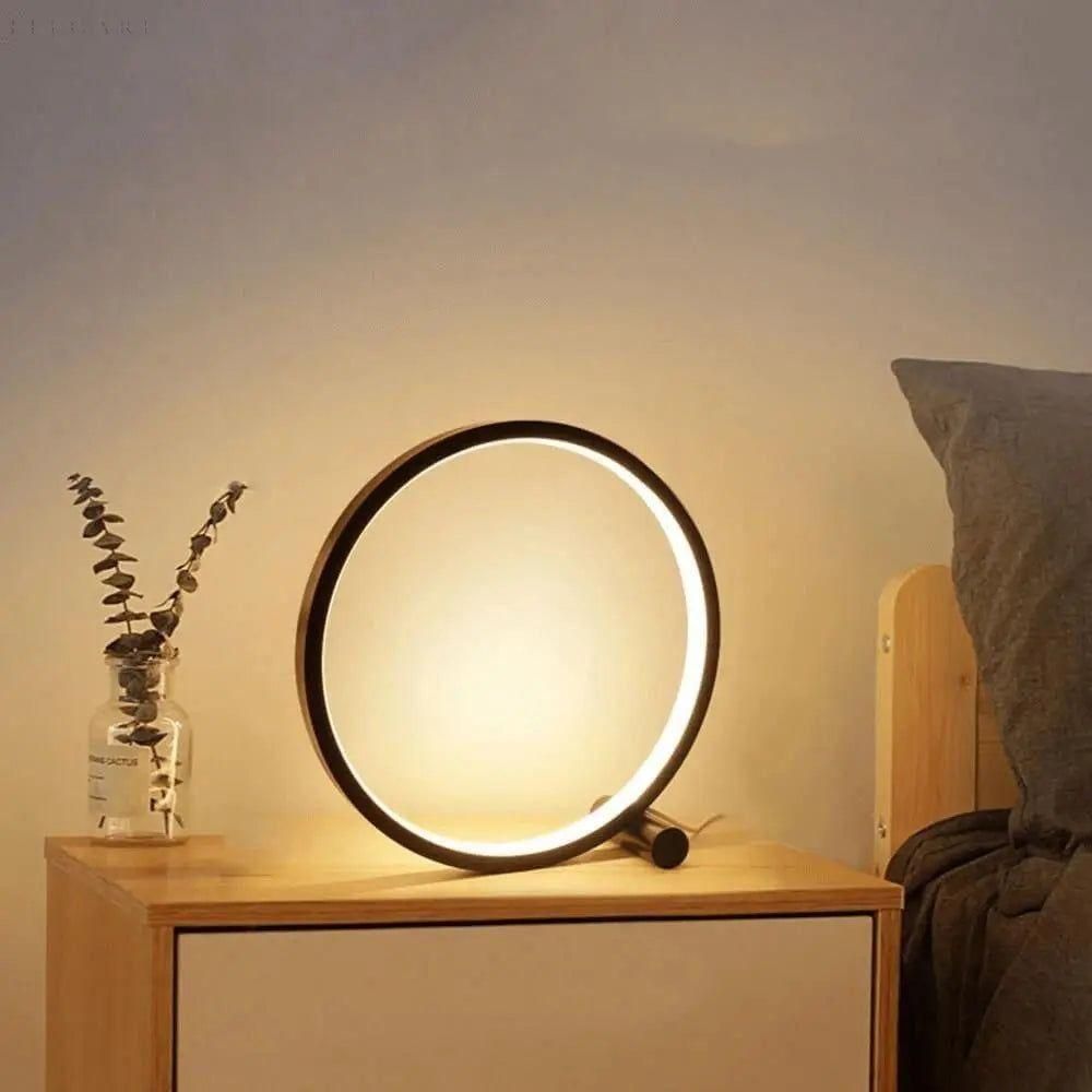 Mosrugs | Modern Minimalist Dimmable LED Ring Desk Lamp – Touch Control & Warm Ambient Lighting
