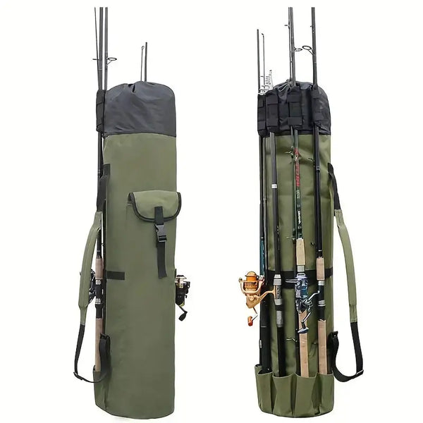 Mosrugs | Fishing Rod Carry Bag – Foldable, Lightweight & Durable Storage with 5-Rod Capacity (Army Green)